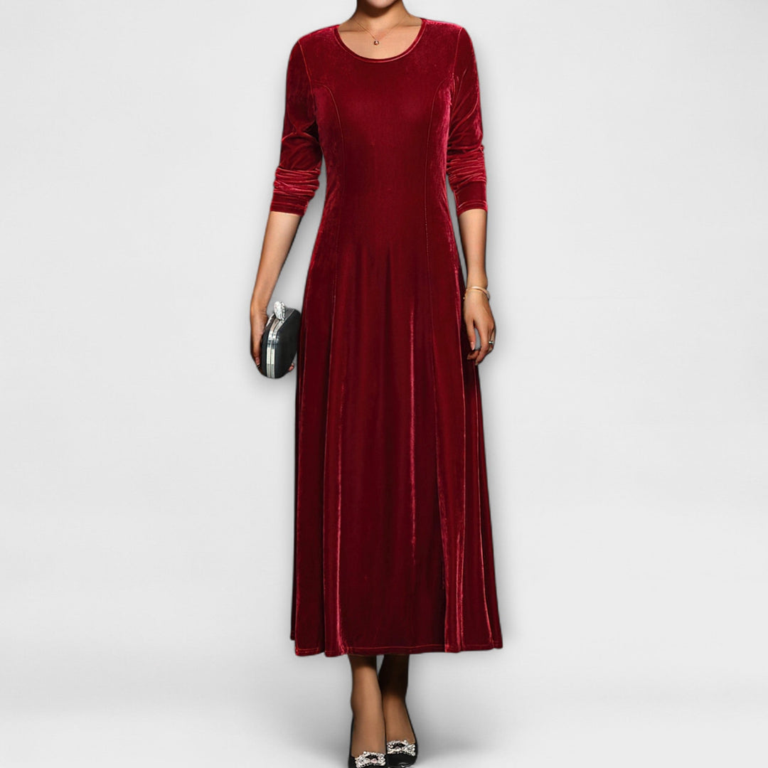 Janet | Long Sleeve A-Line Maxi Christmas Dress