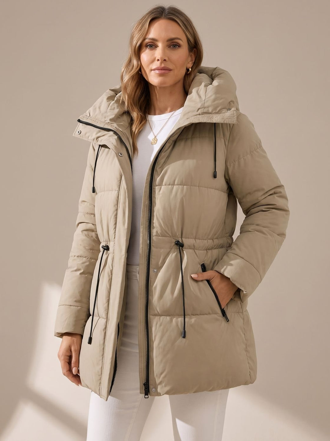 Janet | Quilted Hooded Longline Winter Puffer Jacket