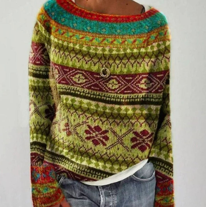 Janet | Refined Fair Isle Crew Neck Christmas Sweater Women