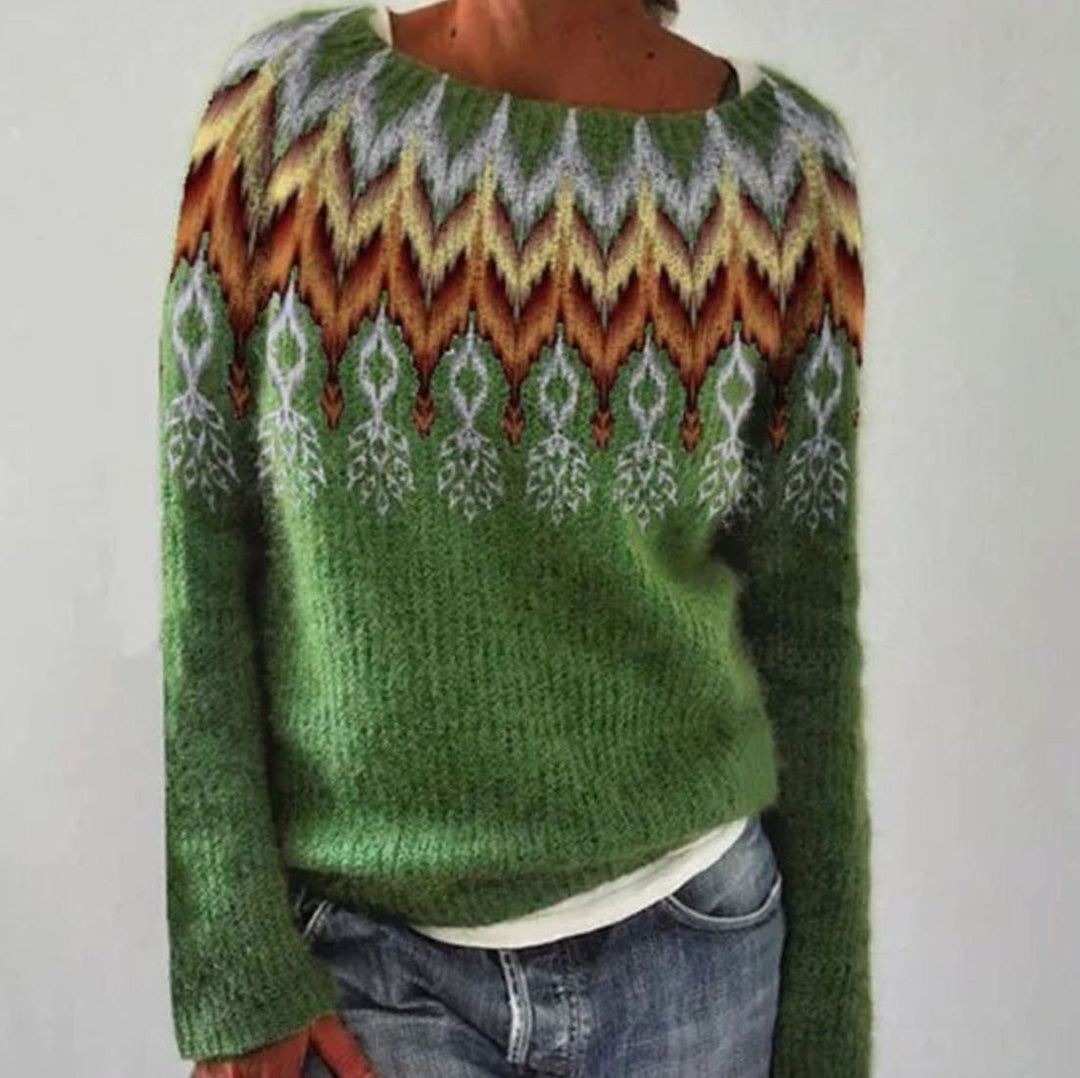 Janet | Refined Fair Isle Crew Neck Christmas Sweater Women