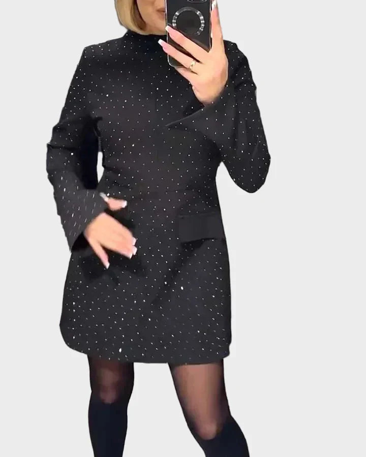 Janet | Timeless Sparkly Mock Neck Christmas Party Dress
