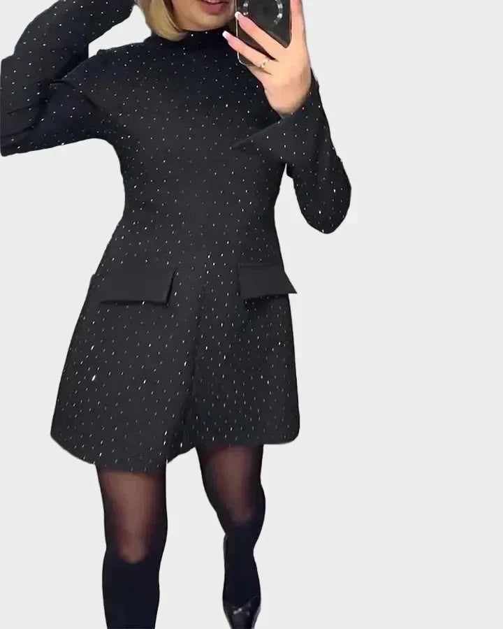 Janet | Timeless Sparkly Mock Neck Christmas Party Dress