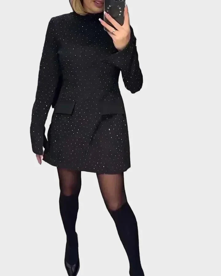 Janet | Timeless Sparkly Mock Neck Christmas Party Dress