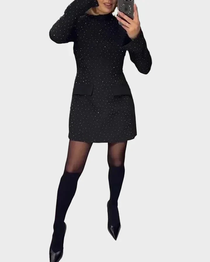 Janet | Timeless Sparkly Mock Neck Christmas Party Dress