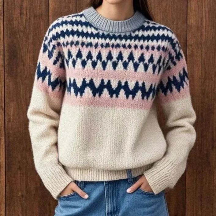 Janice | Effortless Fair Isle Crew Neck Christmas Sweater Women