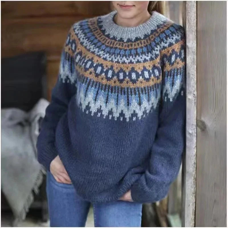 Janice | Effortless Fair Isle Crew Neck Christmas Sweater Women