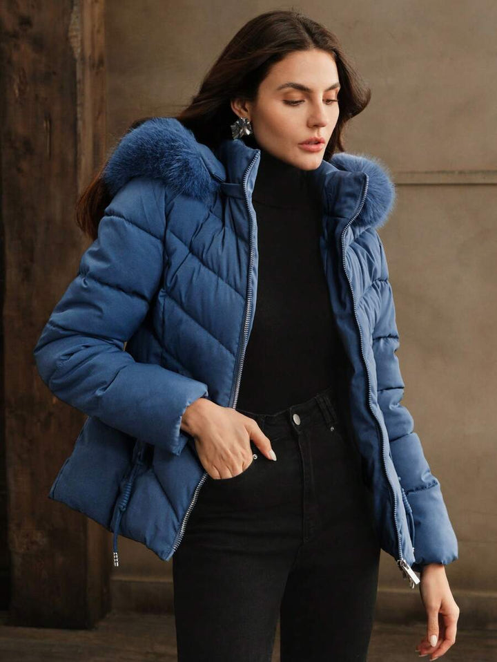 Jean | Chic Fur-Trim Hooded Puffer Jacket Coat