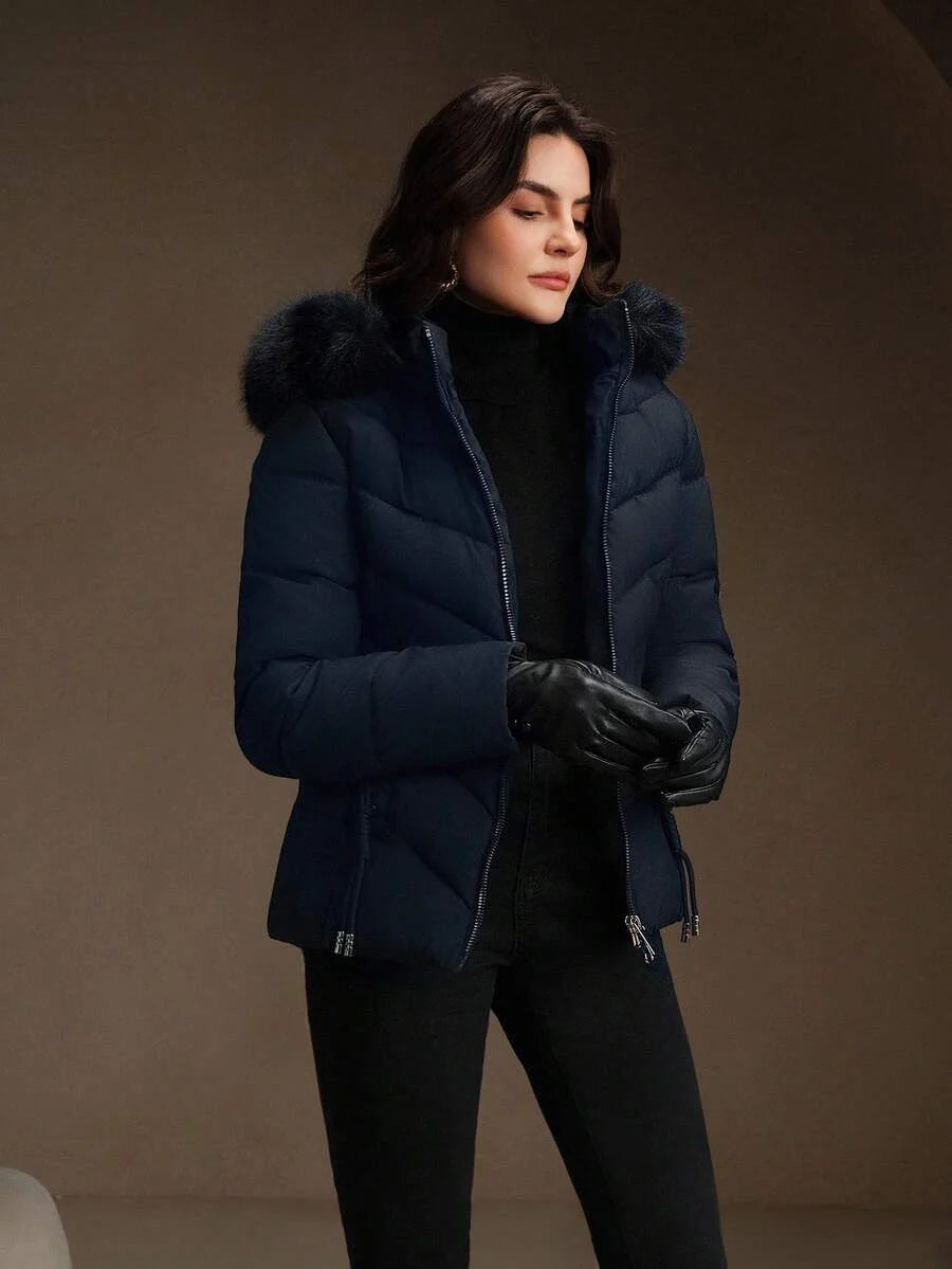 Jean | Chic Fur-Trim Hooded Puffer Jacket Coat