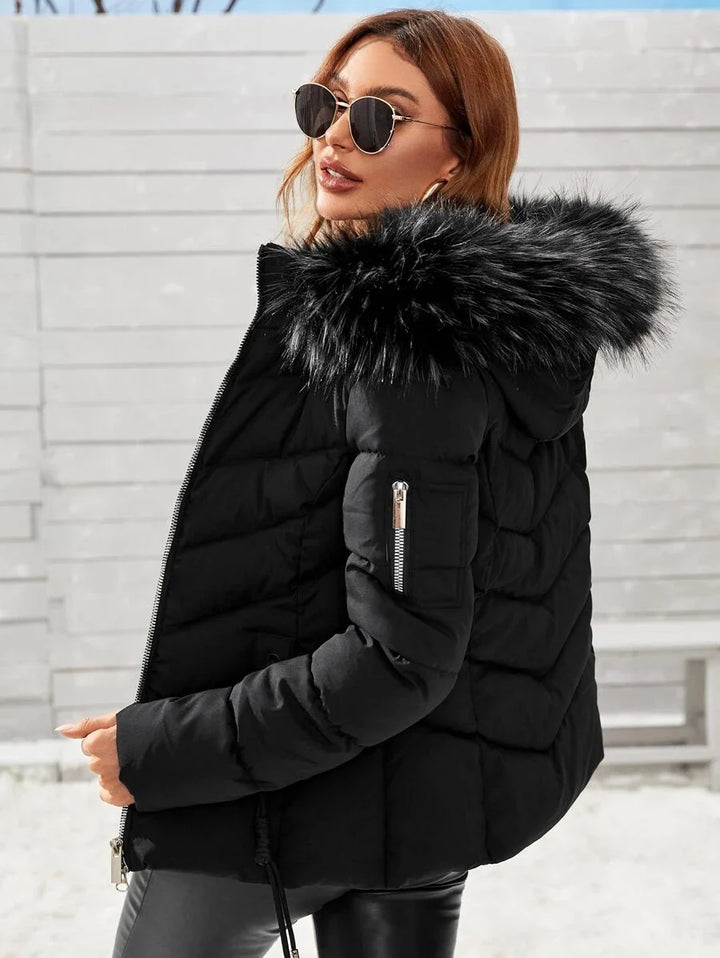 Jean | Chic Fur-Trim Hooded Puffer Jacket Coat