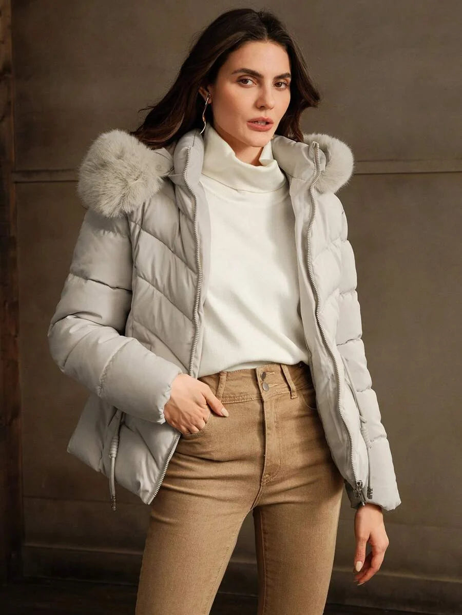 Jean | Chic Fur-Trim Hooded Puffer Jacket Coat