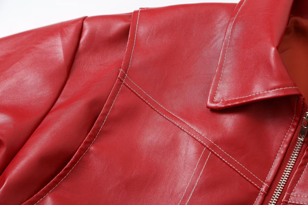 Jean | Polished Oversized Leather Bomber Jacket