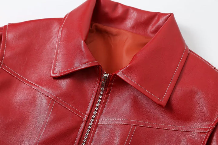 Jean | Polished Oversized Leather Bomber Jacket