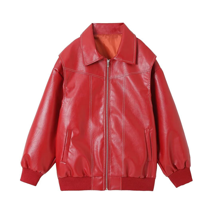 Jean | Polished Oversized Leather Bomber Jacket