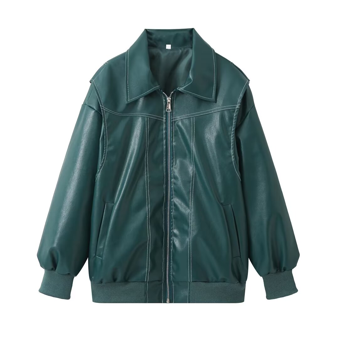 Jean | Polished Oversized Leather Bomber Jacket