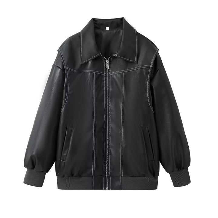 Jean | Polished Oversized Leather Bomber Jacket
