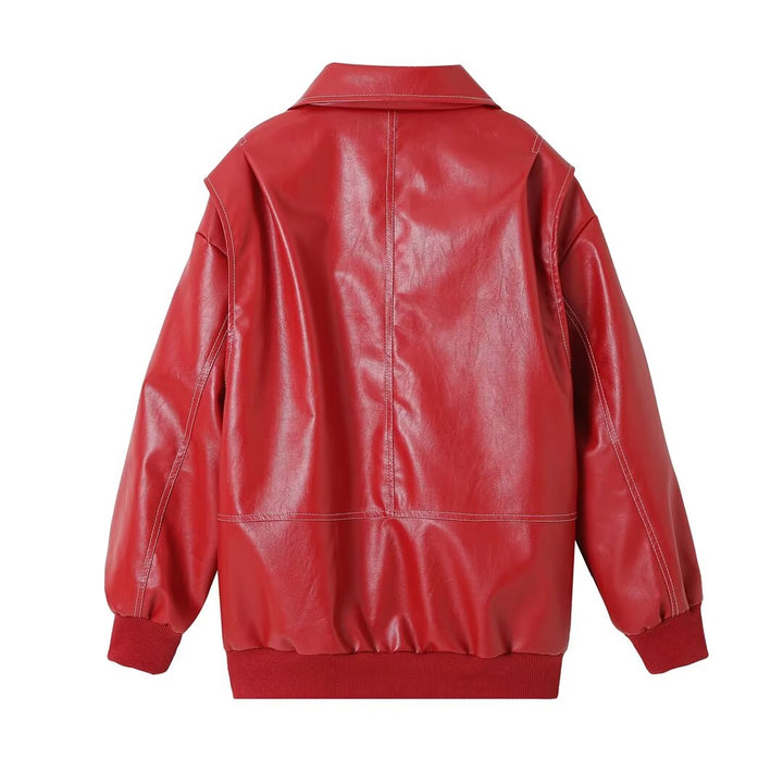 Jean | Polished Oversized Leather Bomber Jacket