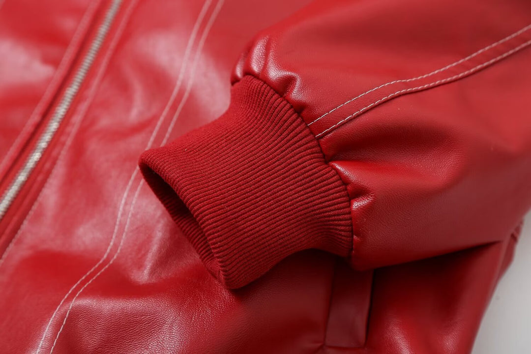 Jean | Polished Oversized Leather Bomber Jacket