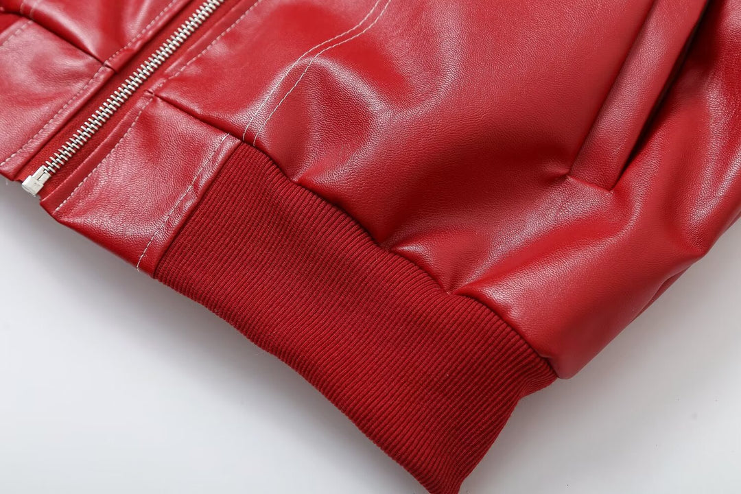 Jean | Polished Oversized Leather Bomber Jacket
