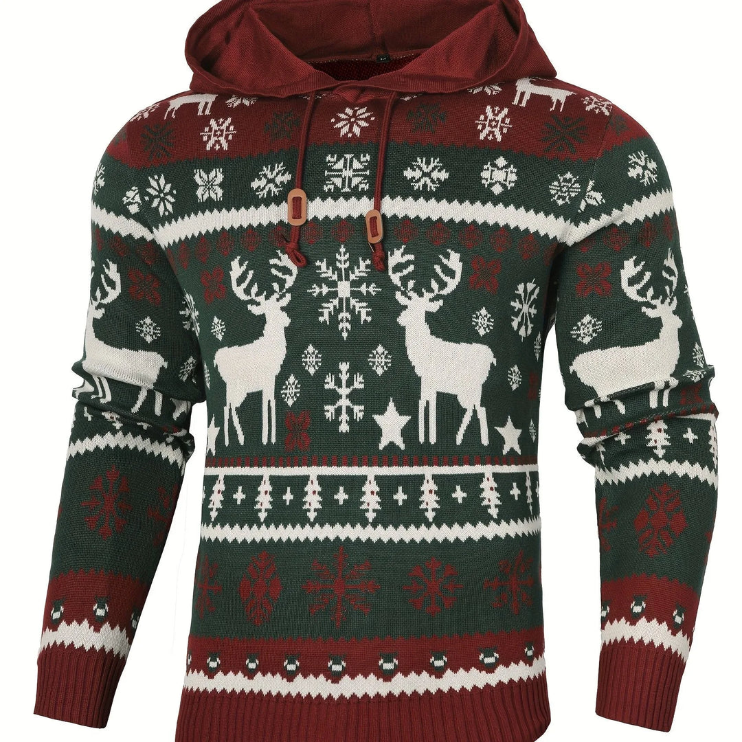 Jeremy | Hooded Reindeer Mens Christmas Sweater