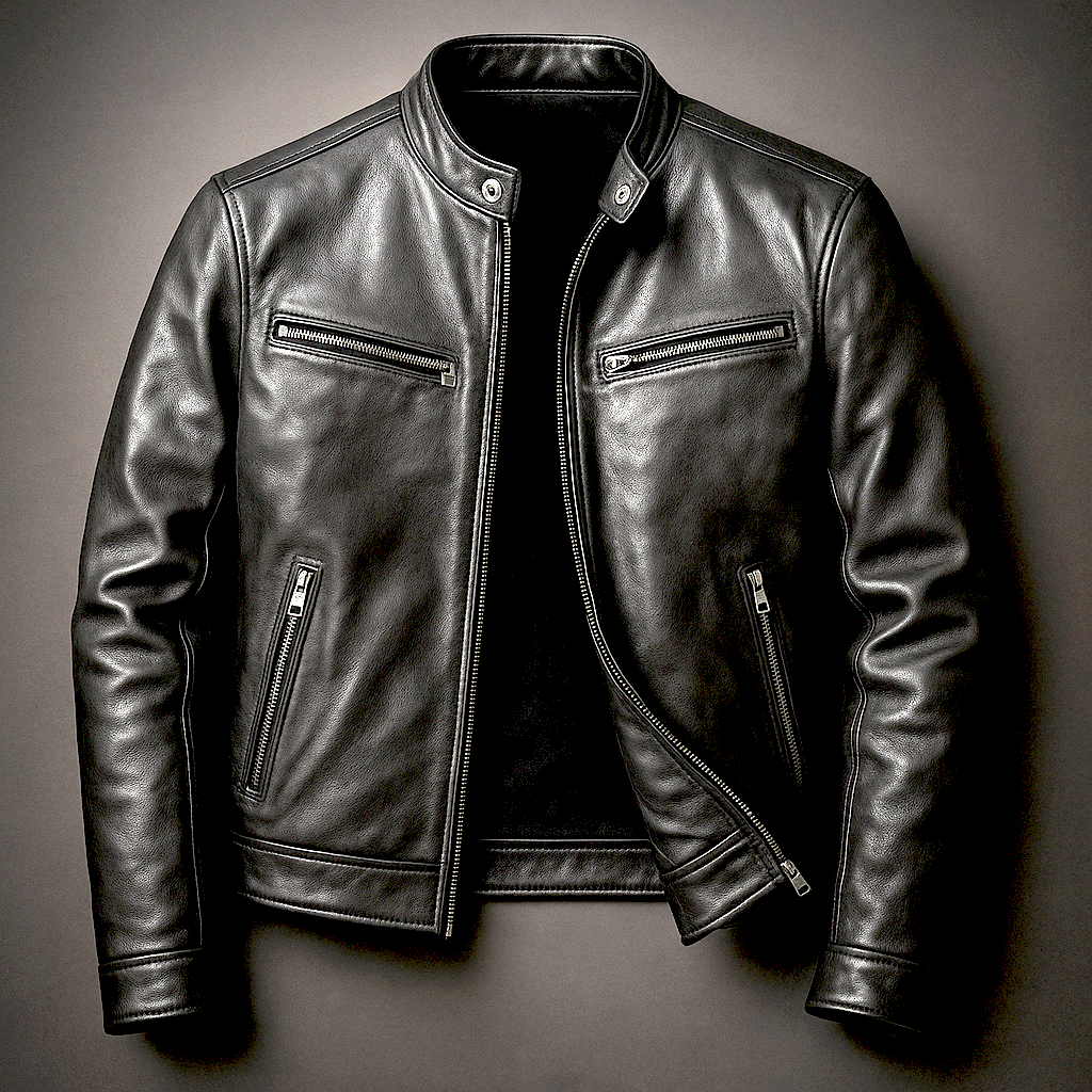 Jesse | Stylish Leather Bomber Jacket with Stand Collar