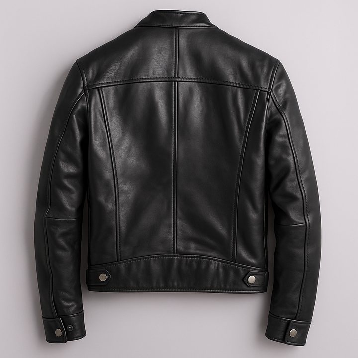 Jesse | Stylish Leather Bomber Jacket with Stand Collar