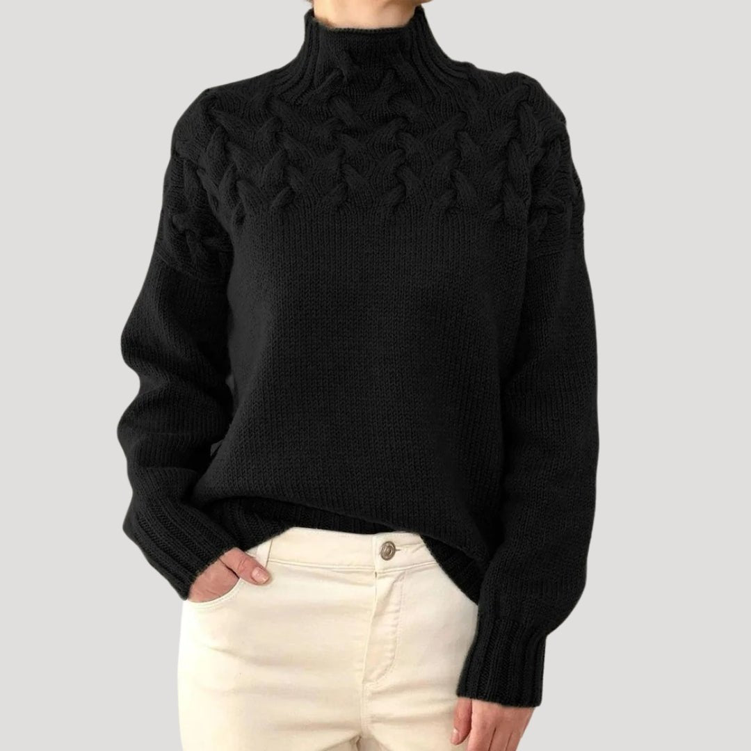 Jessica | Relaxed Fit Cable Knit Turtleneck Sweater