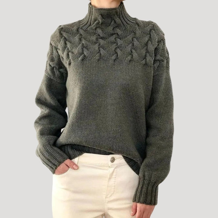 Jessica | Relaxed Fit Cable Knit Turtleneck Sweater