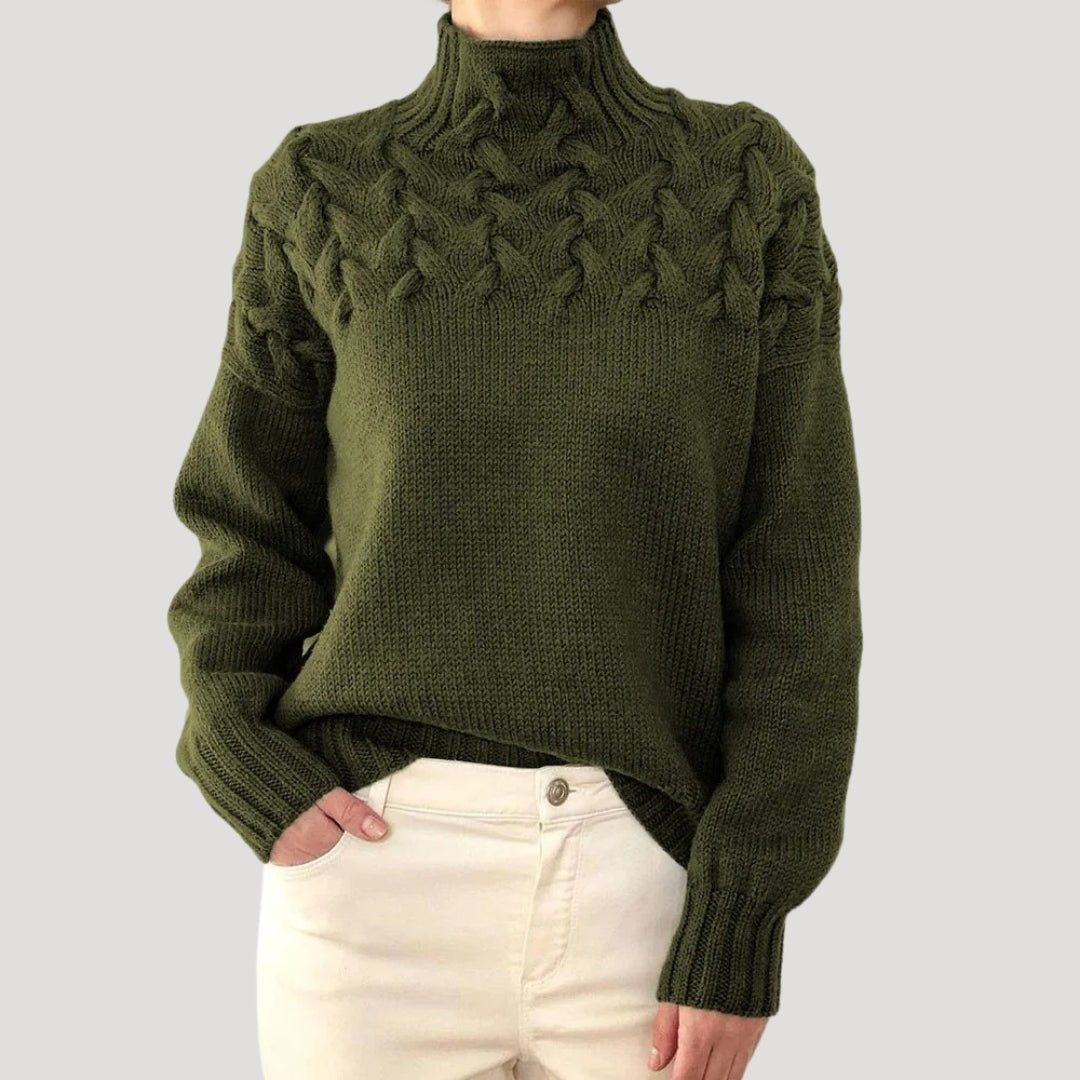 Jessica | Relaxed Fit Cable Knit Turtleneck Sweater