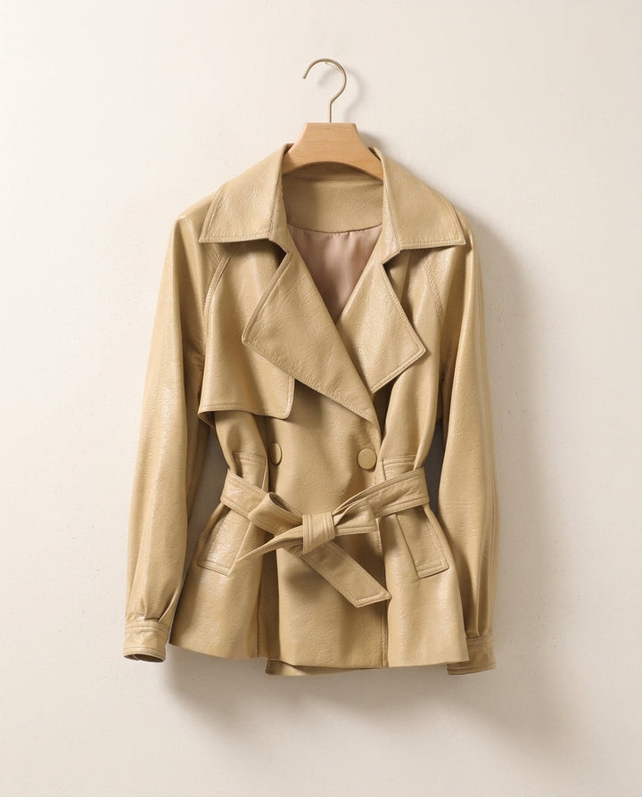 Joan | Chic Belted Trench-Style Leather Jacket
