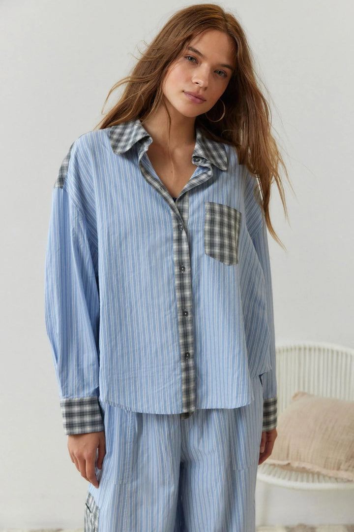 Joan | Relaxed Striped Plaid Pajama Set