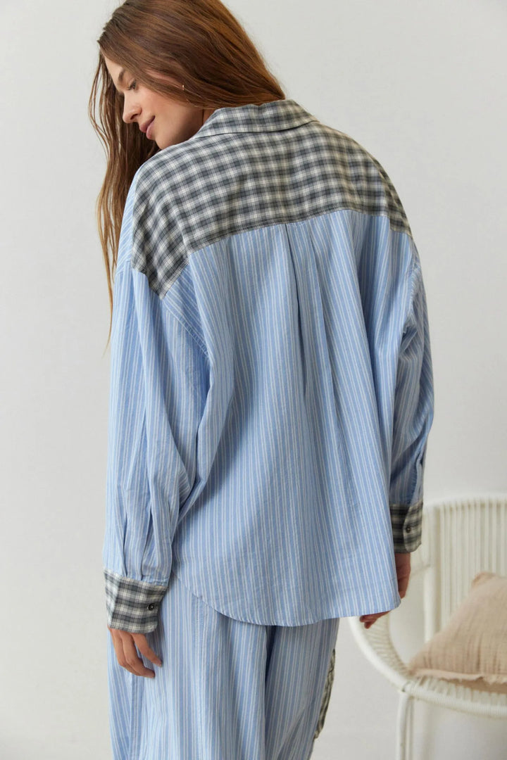 Joan | Relaxed Striped Plaid Pajama Set
