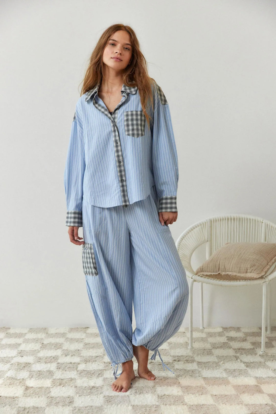 Joan | Relaxed Striped Plaid Pajama Set