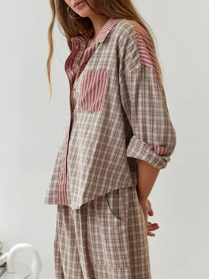 Joan | Relaxed Striped Plaid Pajama Set