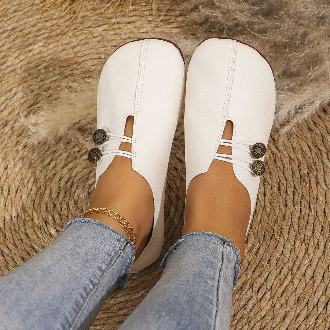 Joan | Timeless Closed Toe Mary Jane Slippers with Elastic Lacing