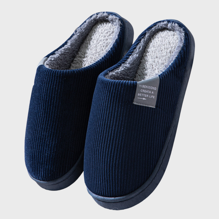 John | Ribbed Plush Lined Slip On Mens Slippers