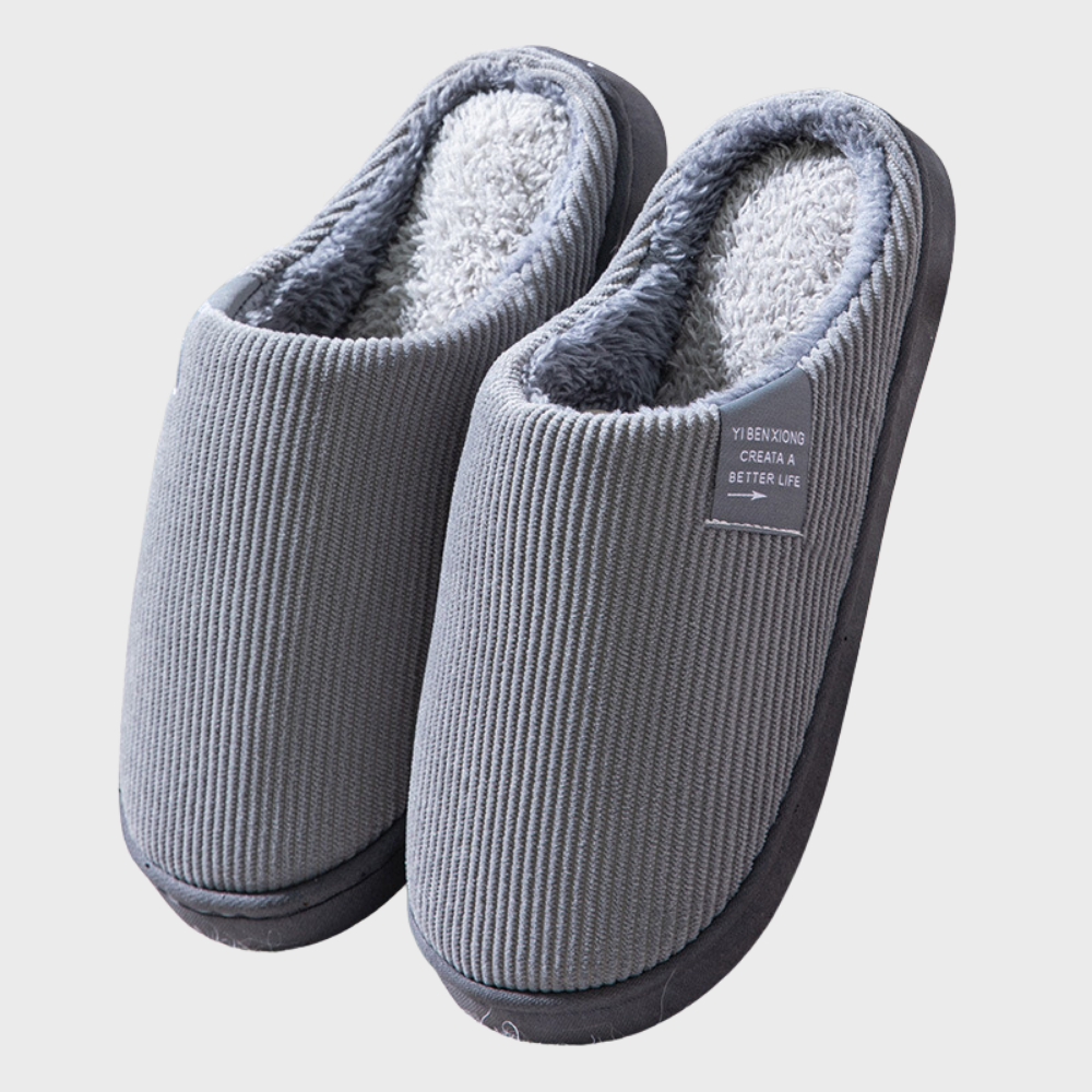 John | Ribbed Plush Lined Slip On Mens Slippers