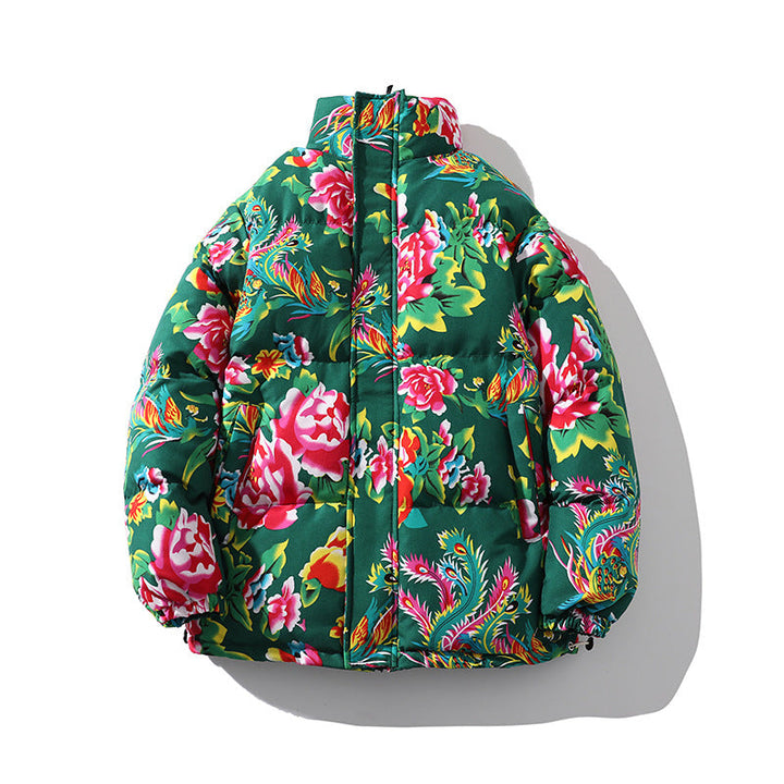 Jonathan | Chic Floral Print Puffer Jacket with Stand Collar
