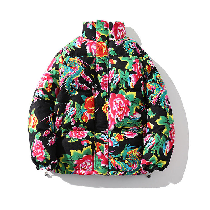 Jonathan | Chic Floral Print Puffer Jacket with Stand Collar