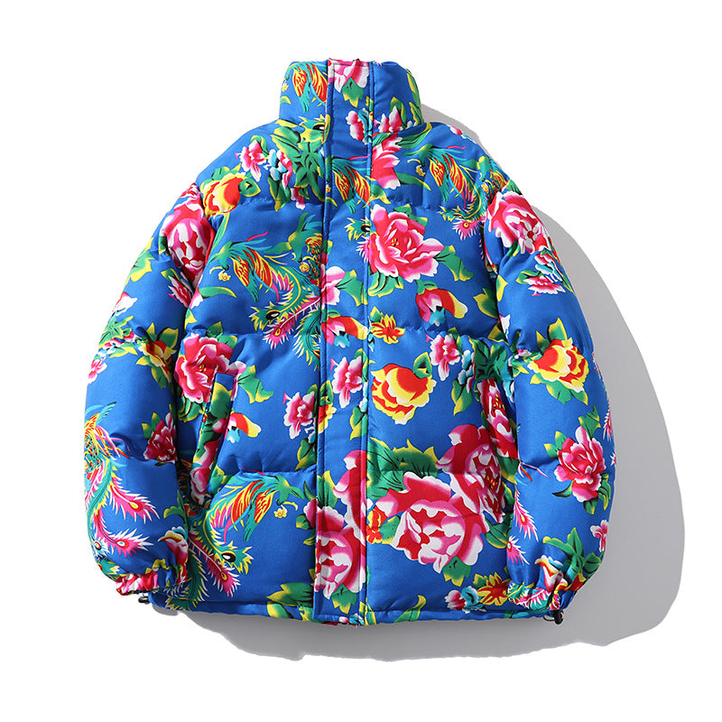 Jonathan | Chic Floral Print Puffer Jacket with Stand Collar