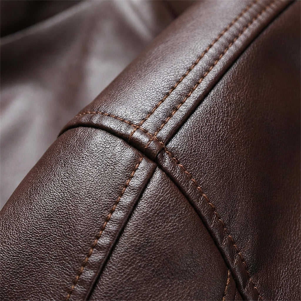 Jonathan | Sophisticated Shearling Collar Leather Bomber Jacket