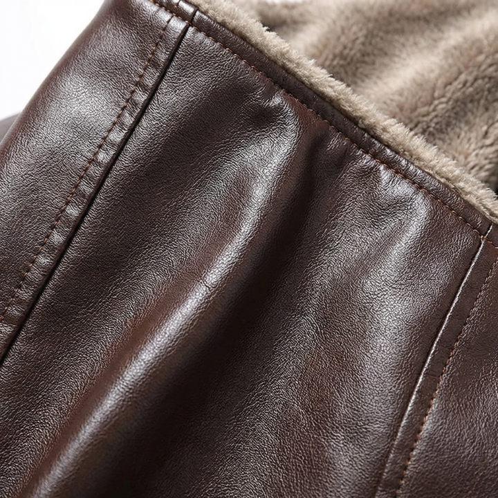 Jonathan | Sophisticated Shearling Collar Leather Bomber Jacket