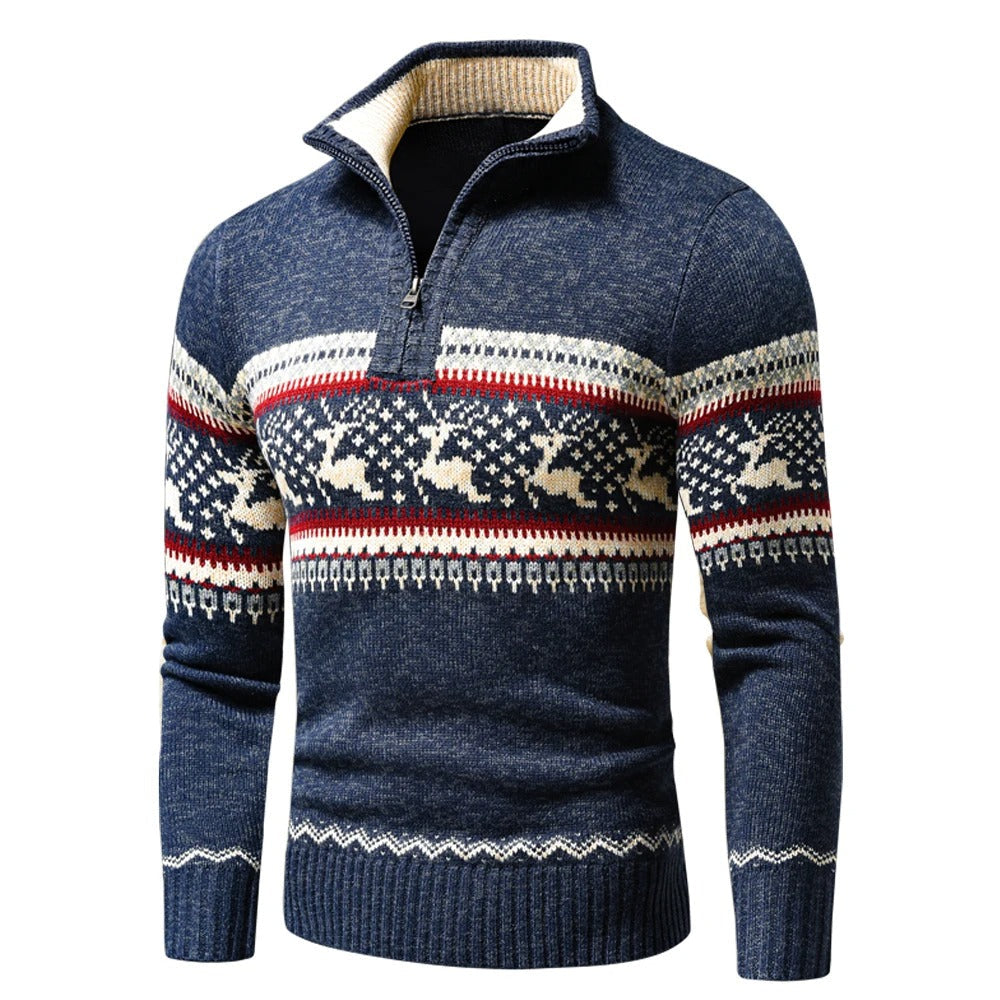 Jordan | Reindeer Quarter Zip Mens Christmas Sweater