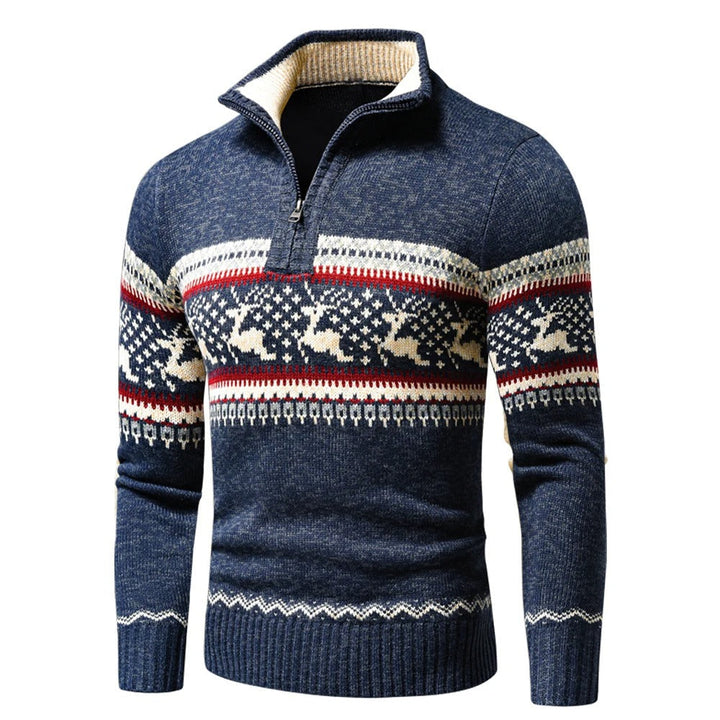 Jordan | Reindeer Quarter Zip Mens Christmas Sweater
