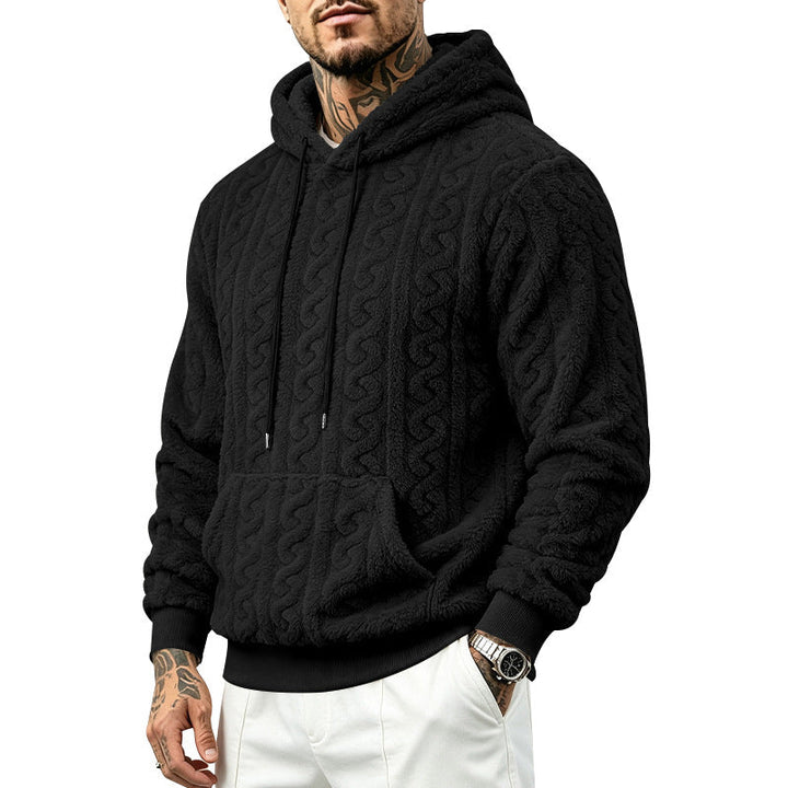Jose | Plush Cable Pattern Pullover Mens Hoodies