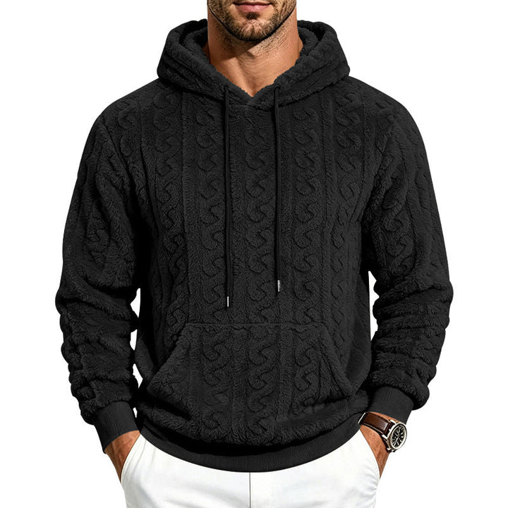 Jose | Plush Cable Pattern Pullover Mens Hoodies