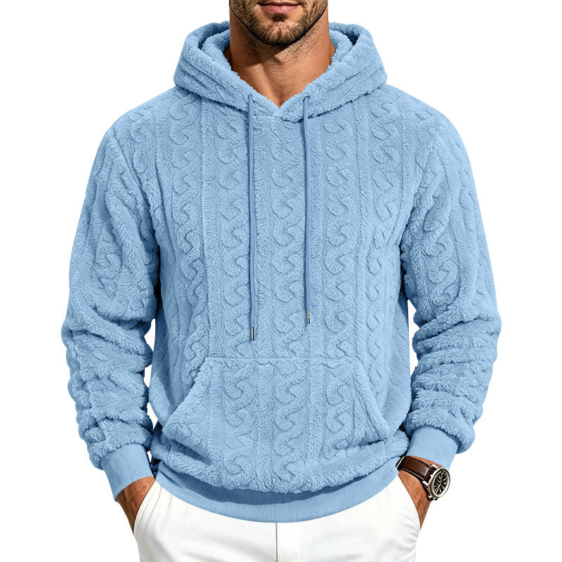 Jose | Plush Cable Pattern Pullover Mens Hoodies