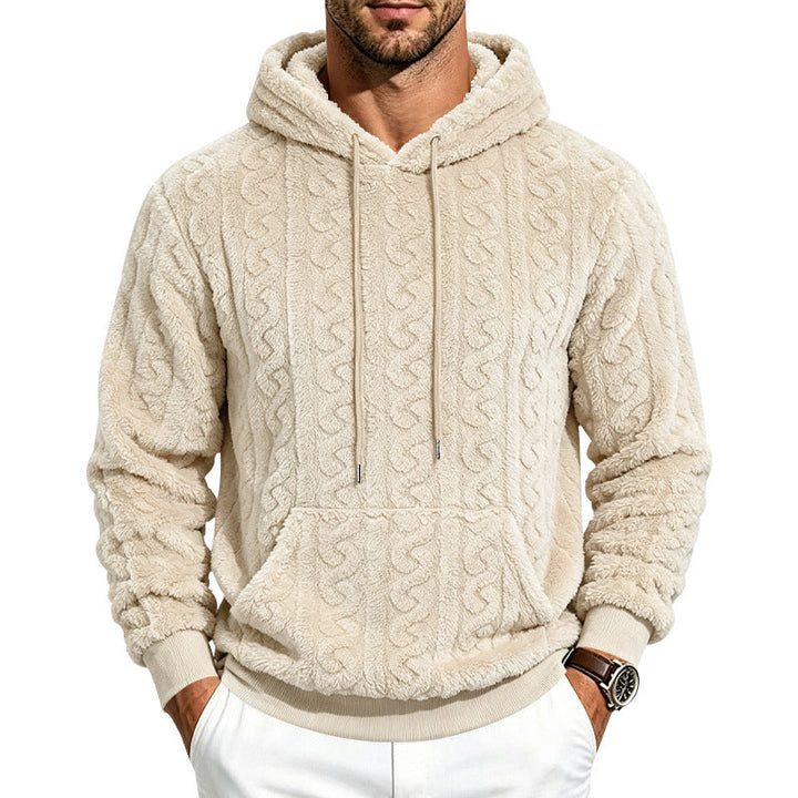 Jose | Plush Cable Pattern Pullover Mens Hoodies