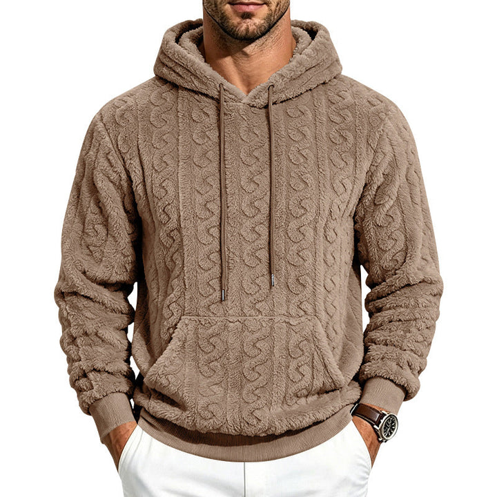 Jose | Plush Cable Pattern Pullover Mens Hoodies