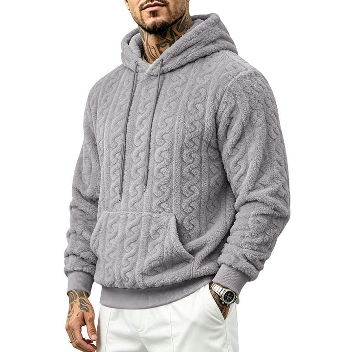 Jose | Plush Cable Pattern Pullover Mens Hoodies