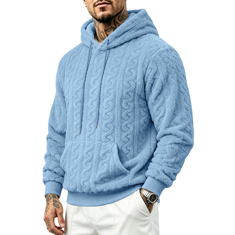 Jose | Plush Cable Pattern Pullover Mens Hoodies